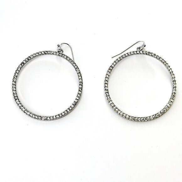 Round Silver Tone Earrings - Picture 1 of 3